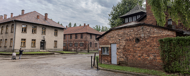 Oswiecim, Poland - July 17, 2023: Memorial and museum Auschwitz-Birkena. Former Germani Nazi Concentration and Extermination Camp in Poland