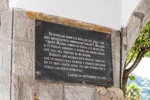 Laredo, Spain. Memorial plaque to Charles V, Holy Roman Emperor, in the Town Hall