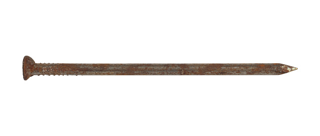 nail, old rusty nail isolated from background