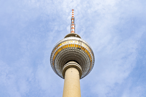 Famous Television tower or Berliner Fernsehturm at Alexanderplatz in Berlin in Germany Europe