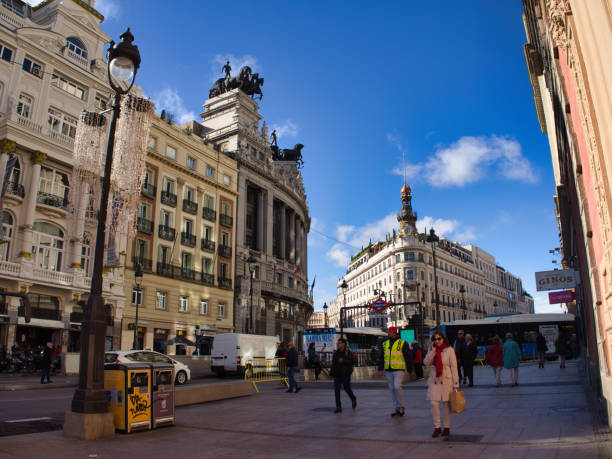 Madrid, Spain – October 26, 2023: Gran Via avenue (Broadway of Madrid), Madrid, Spain, Madrid is the capital and the largest city of Spain.