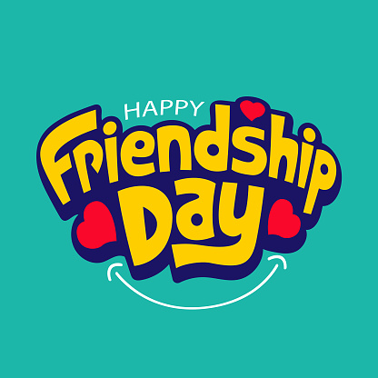 Happy Friendship day fun lettering design. Bold typography vector illustration for celebrating international friendship day 2024. Friendship Greeting card, poster, tee shirt print, happy holiday of amity.