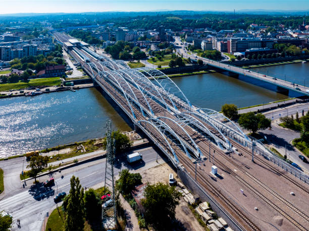 istock Triple railway bridge over Vistula in Krakow, Poland 1887687603