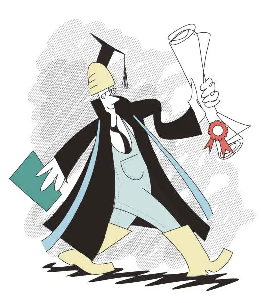 Vector illustration of newly graduated engineer