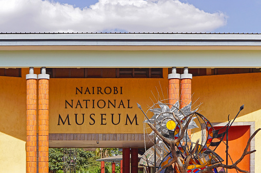 Nairobi, Kenya - July 09, 2017: Entry to national museum building in capital city Nairobi Kenya Africa.