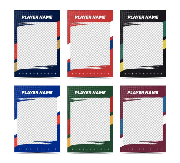 Vector illustration of Hockey Sport player trading card frame border template design