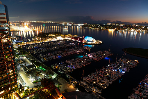 Beautiful night scene of San Diego Marina