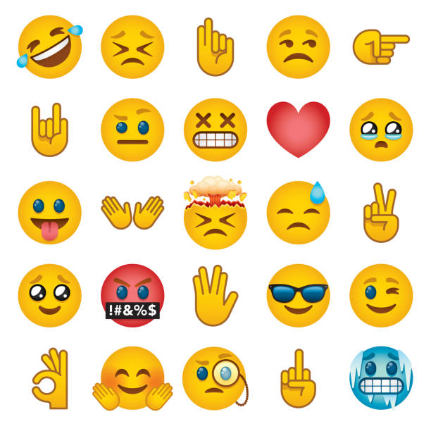 Emoji Icon Set A set of cute emojis (emoticons). Icons are on a transparent background and can be placed onto any colored background. vulcan salute stock illustrations