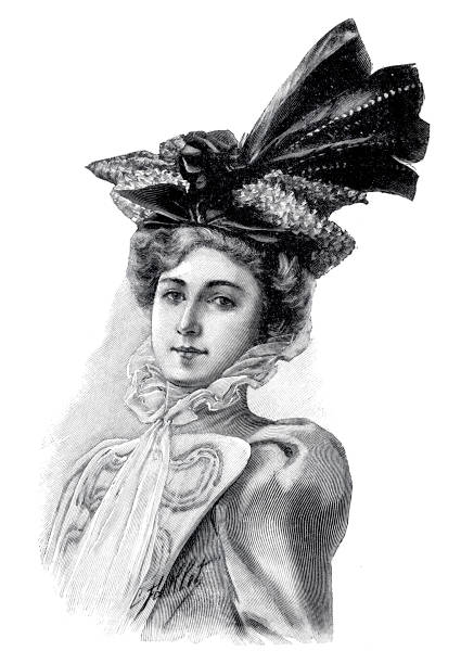 istock Beautiful young woman with voluptuous flower hat illustration 1897 1887946714