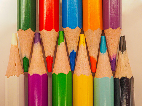 Macro shots of coloured pencils within studio lightbox.
