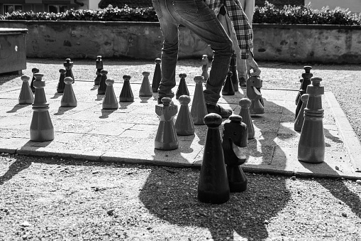 People playing chess in a square in Zurich, Switzerland