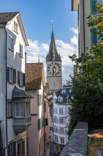 Clock Tower Of The St Peter's Church In Zurich, Switzerland