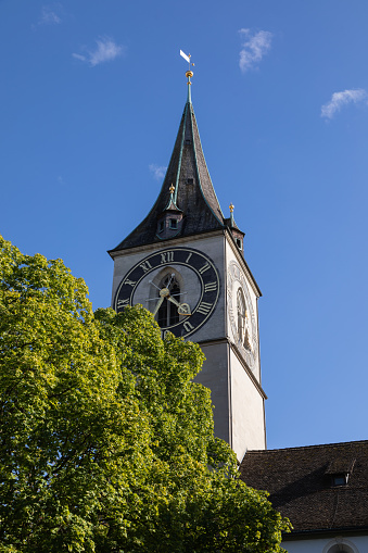 Clock Tower Of The St Peter's Church In Zurich, Switzerland