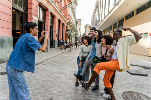 istock Friends posing for a photo on historic district 1887965038