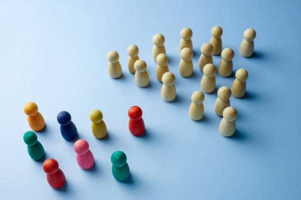 istock Crowd of figurines and colorful ones. Diversity concept. 1888032502