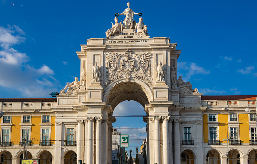Triumphal arch of Praca do Comercio square, Lisbon, Portugal