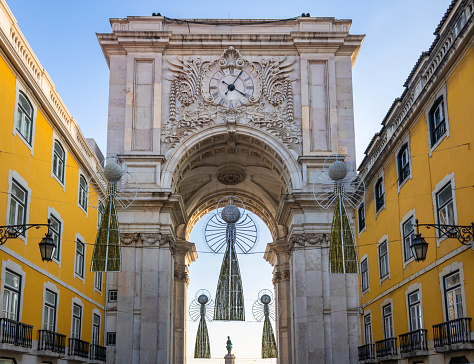 Entrance Archway into the Praca do Comercio square, Lisbon, Portugal