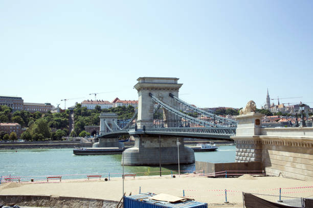 budapest, hungary. - danube river chain bridge budapest hungary imagens e fotografias de stock