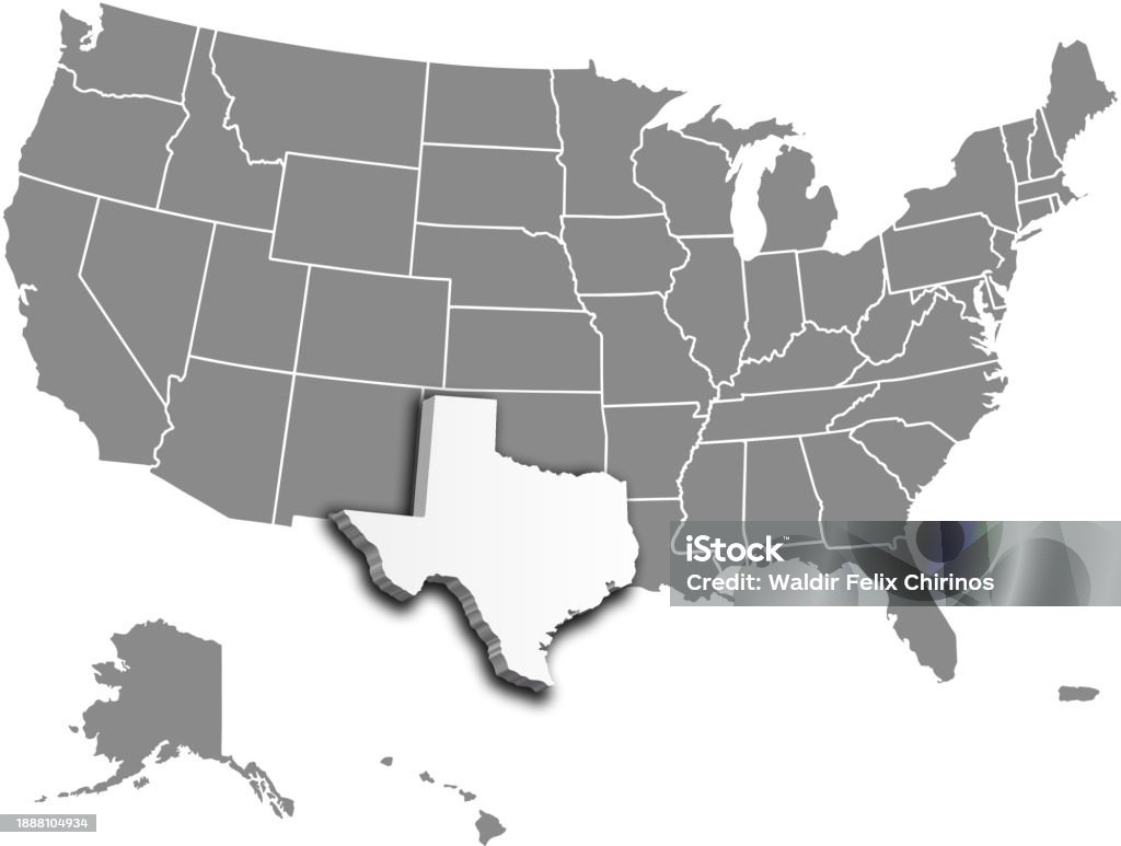 Colorless Texas Map Usa Texas State Map Isometric Stock Illustration - Download Image Now ...