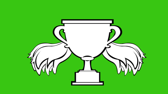 video drawn animation black and white icon winged trophy cup motion wings