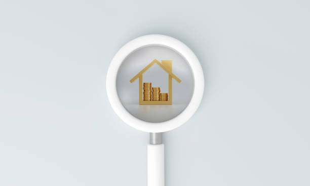 istock Magnifying glass searching for a home for rent. Empty copy space for text. 1888138278