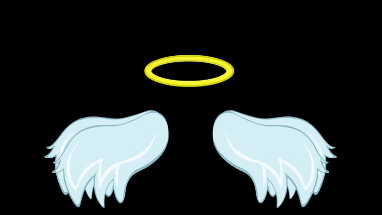 video animation halo and moving wings angel