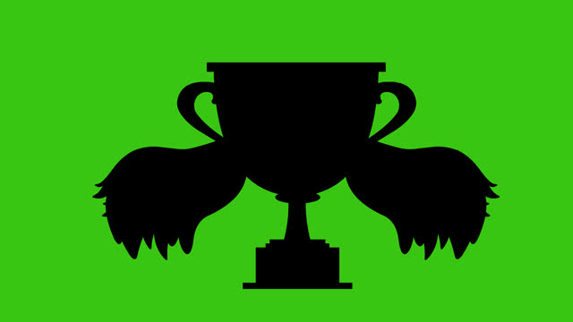 video animation black icon silhouette winged trophy cup motion wings