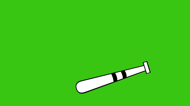 video drawn animation black and white icon baseball or softball bat hitting a ball