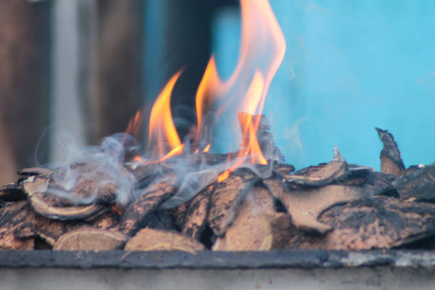 Burning charcoal to burn satay or meat. Hot