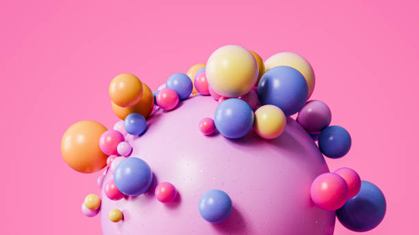 istock Abstract pink geometric background with spheres, 3d render 1888292735