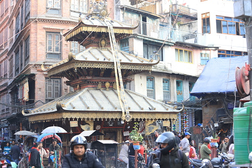 Kathmandu, Nepal - November 24 2023: Asan market at daytime