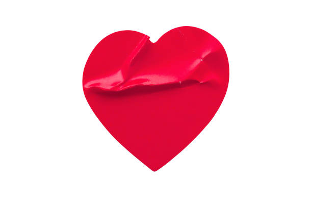 istock Red color heart shape sticker isolated on white background 1888327527