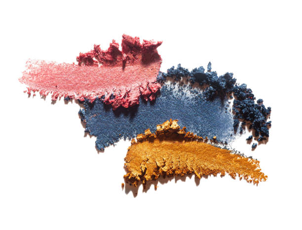 istock Cosmetic pink navy blue gold smeared eye shadow swatch isolated on white background 1888363733