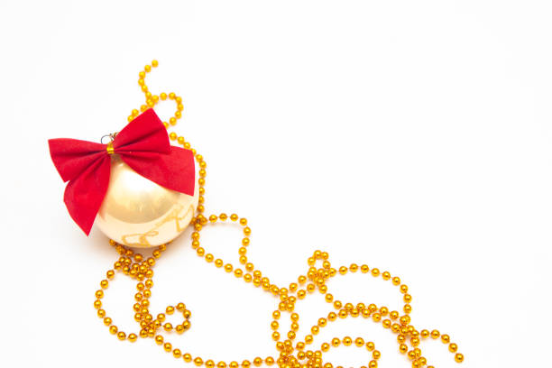 New Year and Christmas decorations isolated on white background, copy space.