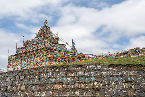 Tibetan prayer flags on the plateau
