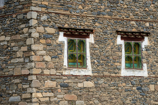 The walls and windows of Tibetan style houses