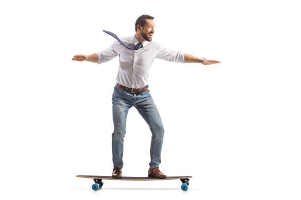 istock Businessman riding a skateboard 1888447965