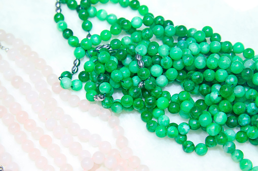 Jade necklace, closeup of photo