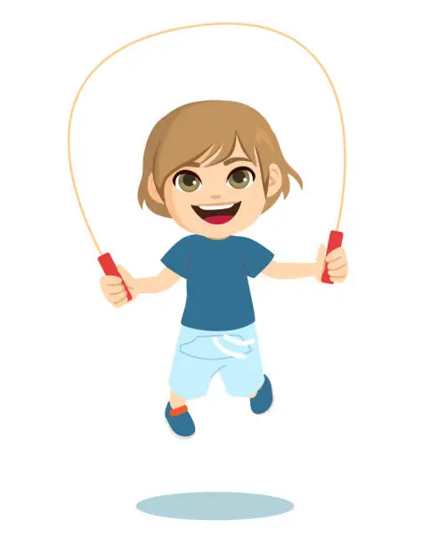 Vector illustration of Boy Jumping Rope Vector Illustration