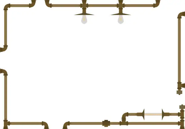 Vector illustration of Steampunk plumbing frame Copper material with solid color