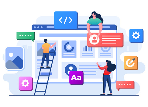 Developers Building Creating Website User Interface Front View Web ...