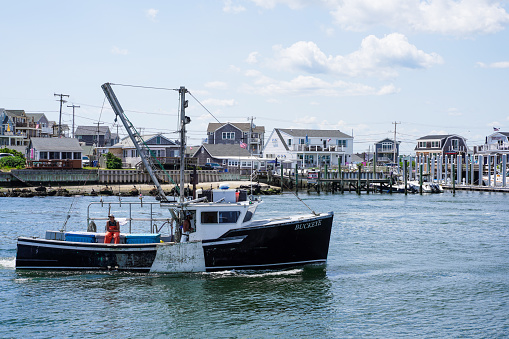 Jerusalem Narragansett, USA-July 31 , 2023: Jerusalem is a fishing village within the town of Narragansett, Rhode Island, on Point Judith. It is across the harbor from Galilee, Rhode Island. It is named after the Biblical city of Jerusalem.