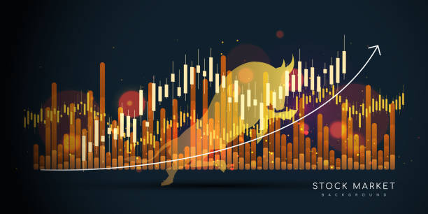 illustrazioni stock, clip art, cartoni animati e icone di tendenza di concetto rialzista del mercato azionario - growth bull