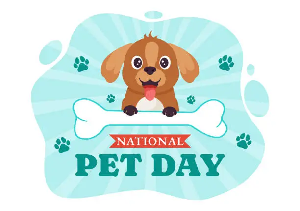 Vector illustration of National Pet Day Vector Illustration on April 11 with Cute Pets of Cats and Dogs for Celebrate your Animal Companion in Flat Cartoon Background