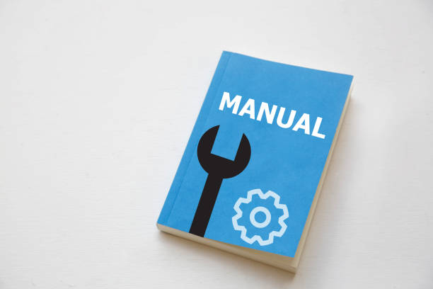 instruction manual book cover; user guide book - handboek stockfoto's en -beelden