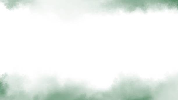 istock Green watercolor on white background, smoke background 1888787381