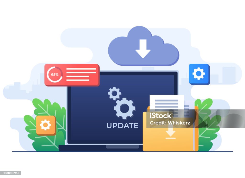 Upgrading Operating System Flat Illustration System Update System ...
