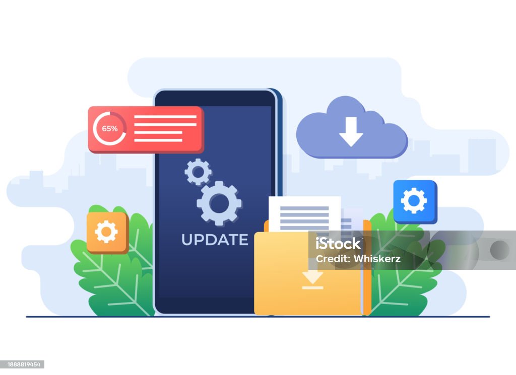 Upgrading Operating System Flat Illustration System Update System ...
