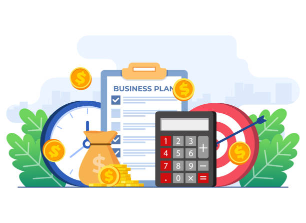 Business plan concept flat illustration vector template Flat-style vector illustration of Business plan concept for website banner, online advertisement, marketing material, business presentation, poster, landing page, and infographic business-plan stock illustrations