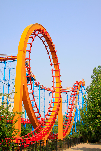 Roller coaster circular orbit, closeup of photo